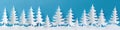 White paper Christmas trees on a light blue backdrop. Banner. Royalty Free Stock Photo