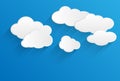 White paper cloud over blue fading background, vector illustration Royalty Free Stock Photo