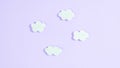 White paper clouds on a light purple background. Minimalism, copy space Royalty Free Stock Photo