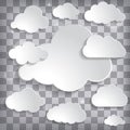 white paper clouds set on a chequered background Royalty Free Stock Photo