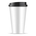 White paper coffee Cup with black lid isolated Royalty Free Stock Photo