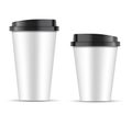 White paper coffee Cup black lid isolated on white Royalty Free Stock Photo