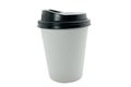 White paper coffee cup with black plastic lid Royalty Free Stock Photo