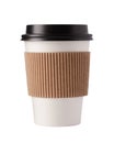 White paper coffee cup with black top. Isolated on white background with clipping path Royalty Free Stock Photo