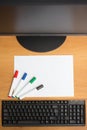 White paper with colorful felt pen markers Royalty Free Stock Photo