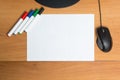 White paper with colorful felt pen markers Royalty Free Stock Photo