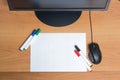 White paper with colorful felt pen markers Royalty Free Stock Photo