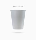 White paper cup. Realistic vector mockup. Drink, coffee, tea, lemonade, juice, soup.