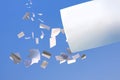 White paper falling from clear blue sky. Royalty Free Stock Photo