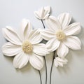White Paper Flowers: Realistic Yet Stylized Decorative Art