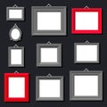 White Paper Frame Photo Picture Art Painting Decoration Drawing Symbol Template Icon Set Stylish Black Background Retro