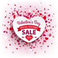 White Paper Heart Pink Hearts Confetti Valentines Day Sale Royalty Free Stock Photo