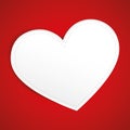 White paper heart tag on red background Royalty Free Stock Photo