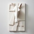 White Paper Horse Artwork: Wall Mounted Sculpture In The Style Of Kji Morimoto