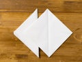 White paper napkin`s on wooden background Royalty Free Stock Photo