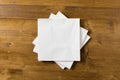 White paper napkin on wooden background Royalty Free Stock Photo