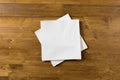 White paper napkin on wooden background Royalty Free Stock Photo