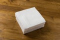 White paper napkin on wooden background Royalty Free Stock Photo