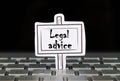 Note on monitor with text Legal advice. Royalty Free Stock Photo