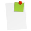 White paper with notes and magnet Royalty Free Stock Photo