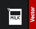 White Paper package for milk icon isolated on black background. Milk packet sign. Vector Illustration Royalty Free Stock Photo