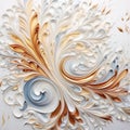 White Paper Painting With Gold And Silver Swirls A Meditative Abstractionism Design Royalty Free Stock Photo