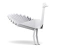 White paper peacock on white background. 3d render ima