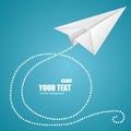 White paper plane on blue sky and text box Royalty Free Stock Photo