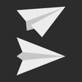 White Paper Plane Icon. On a gray background. Vector illustration