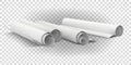 White paper rolls for drawings.