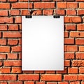 White paper sheet on brick wall. Vector background Royalty Free Stock Photo