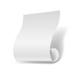 White paper sheet 3D realistic page or manuscript roll vector isolated icon