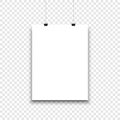 White paper sheet hanging on isolated background Royalty Free Stock Photo