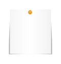 White paper sheet for memo with pin isolated on white Royalty Free Stock Photo