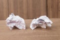 White paper sheet, paper Crumpled paper ball, on a wooden floor