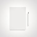 White paper sheet with pencil. 3d rendering Royalty Free Stock Photo