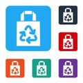 White Paper shopping bag with recycle icon isolated on white background. Bag with recycling symbol. Set icons in color Royalty Free Stock Photo