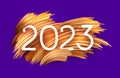 White paper 2023 sign on orange gradient brush strokes background