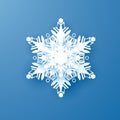 White Paper Snowflake. New Year and Christmas decoration. Vector illustration isolated on bleu background Royalty Free Stock Photo