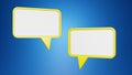 White paper speech bubble on blue background . Two chat speech Sale online concept. 3D rendering