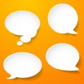 white paper speech bubbles on orange background Royalty Free Stock Photo