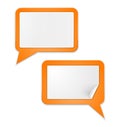 White paper speech bubbles on orange background Royalty Free Stock Photo