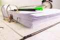 White paper stack in folder file for a business contract, income, expenses Royalty Free Stock Photo