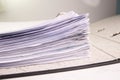 White paper stack in folder file for a business contract, income, expenses Royalty Free Stock Photo