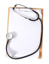 White paper and stethoscope for medical note
