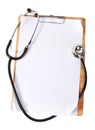 White paper and stethoscope for medical note