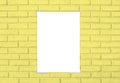 White paper sticked on yellow brick wall