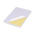 White paper sticker, yellow postit note, sticky adhesive blank