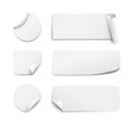 White paper stickers on white background