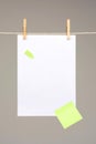 White paper on washing line Royalty Free Stock Photo